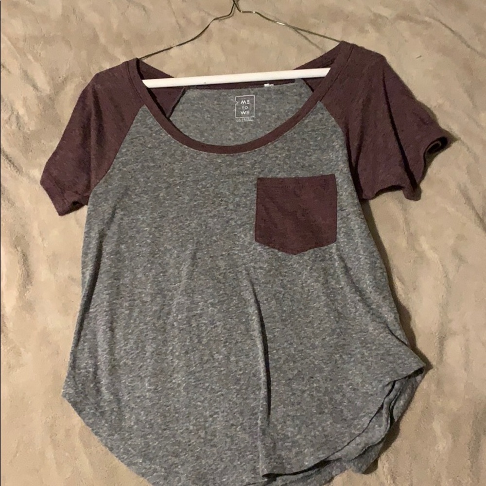 maroon and grey casual top